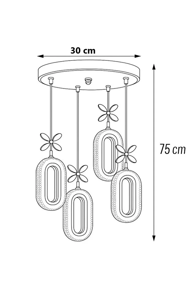 Alfa Led 4'lü Gold Kumandalı 3 Renk Ledli Modern Led Avize